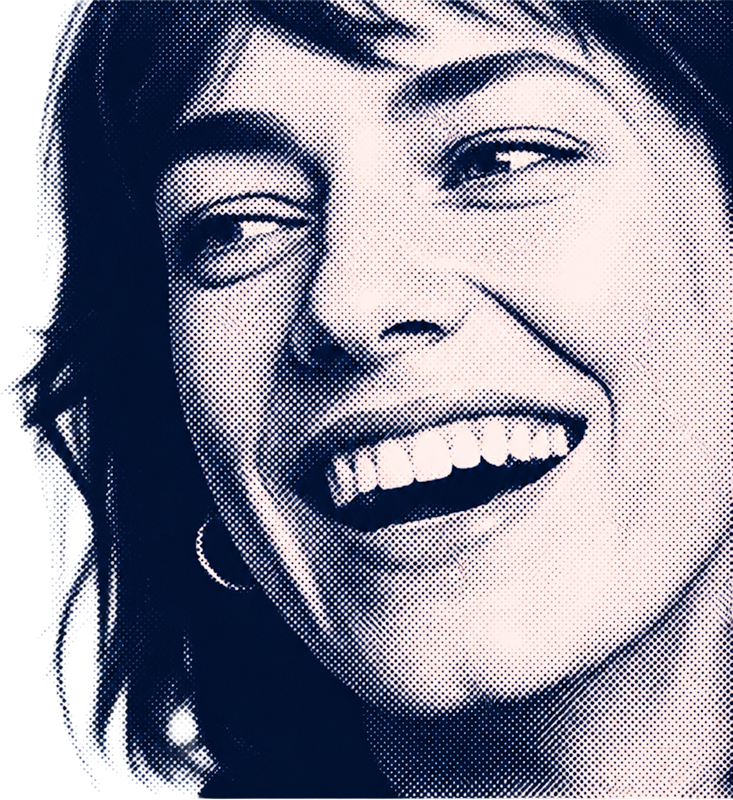 A person smiling confidently